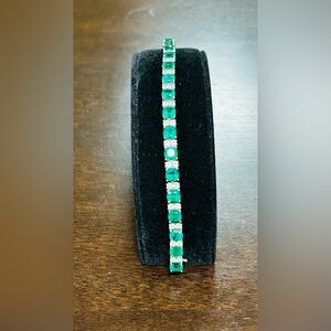 Elegant Sterling Silver Green Gemstone Bracelet